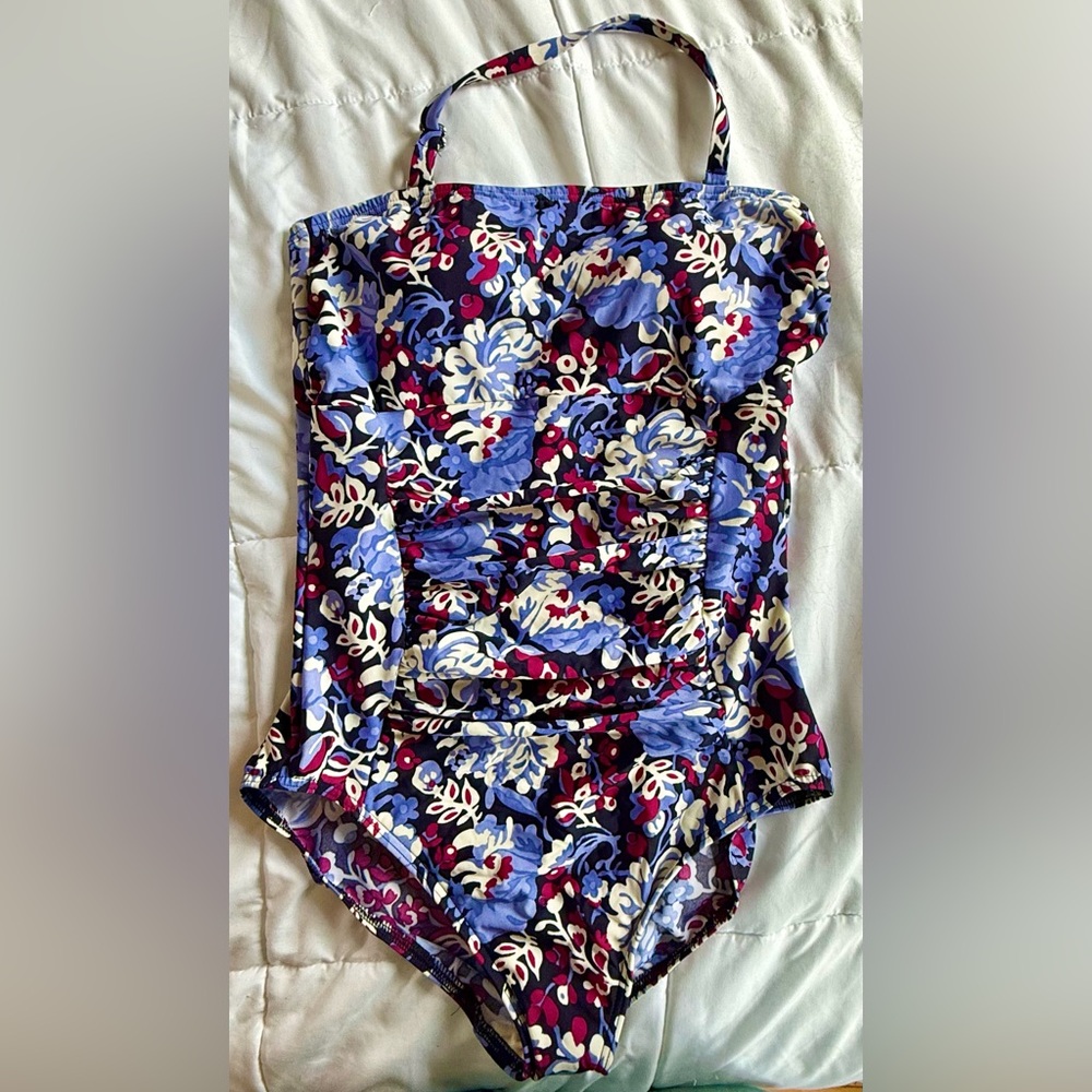 Land’s End Floral One-Piece Swimsuit 14L NWOT